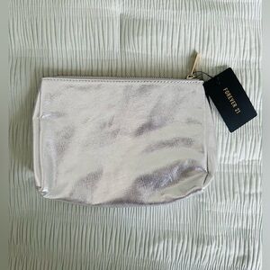 NWT Forever 21 Metallic Silver Makeup Bag